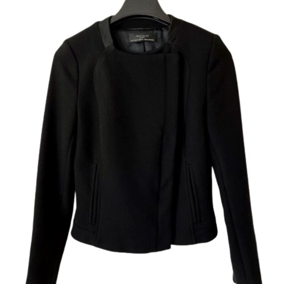 Zara Trafaluc Ponte Knit Moto Cropped Jacket Zippers - Black - S - Picture 5 of 10